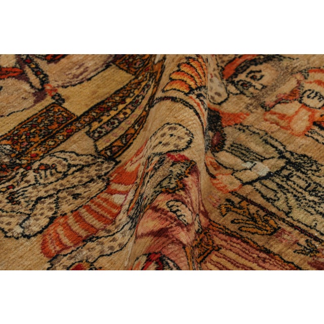 Beige Antique Persian Malayer Rug in Beige With Pictorials and Florals - Rug & Kilim For Sale - Image 8 of 9