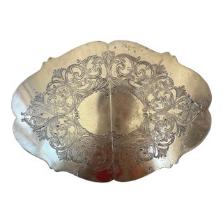 Silver Plated Fleur Design Footed Expandable Trivet For Sale