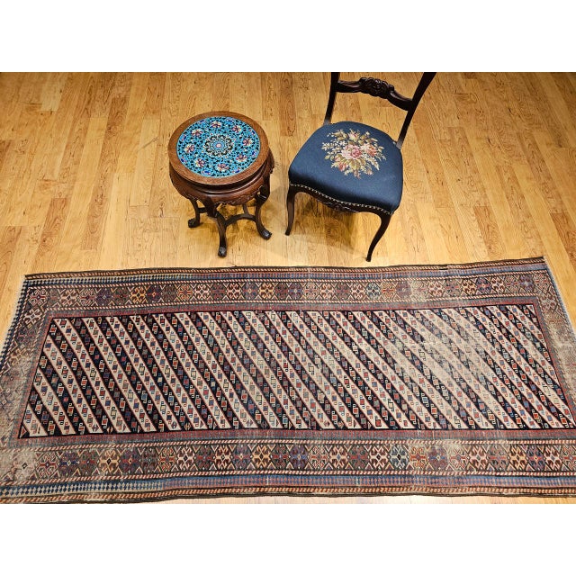 Antique Gendje Kazak Runner, Hand-Knotted Wool Pile, Caucasus, 1800s, 4' x 9' For Sale - Image 9 of 18