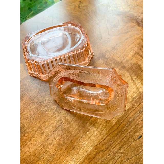 Early 20th Century Vintage Pink Depression Glass Covered Bunny Dish For Sale - Image 5 of 5