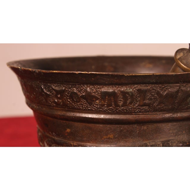 Antique Bronze Mortar, 1574 For Sale - Image 10 of 15