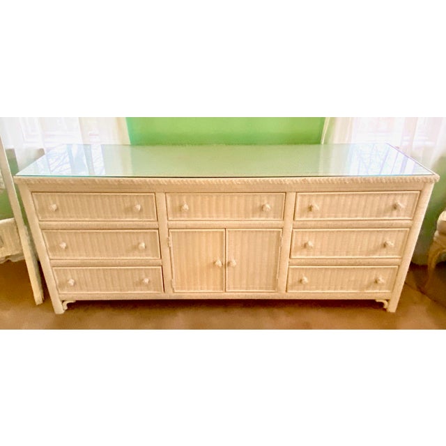 1970s Vintage Henry Link White Wicker Dresser Chairish