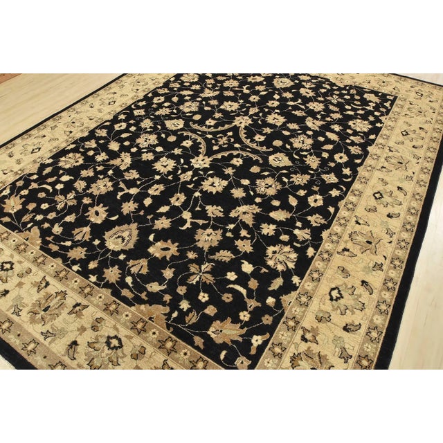 Farmhouse Ziegler Rug 9’1” X 11’9” Black Wool Traditional Hand-Knotted Carpet For Sale - Image 3 of 14