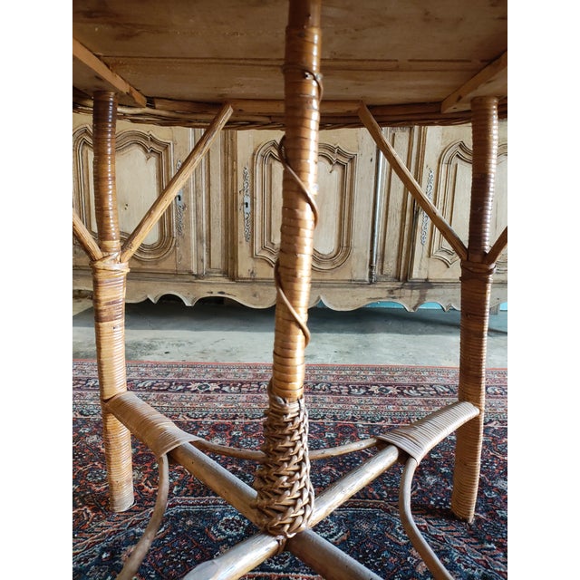 1960s 1960s Mid-Century Rattan Barrel Back Lounge Chairs & Wicker Coffee Table – Set of 5 For Sale - Image 5 of 13