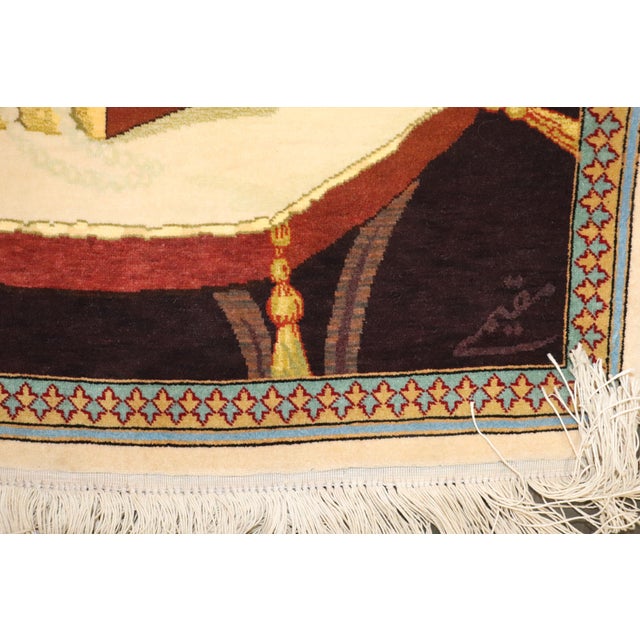 Red Vintage Zabihi Collection Nude Persian Kashan Rug - 3'8" x 5' For Sale - Image 8 of 9