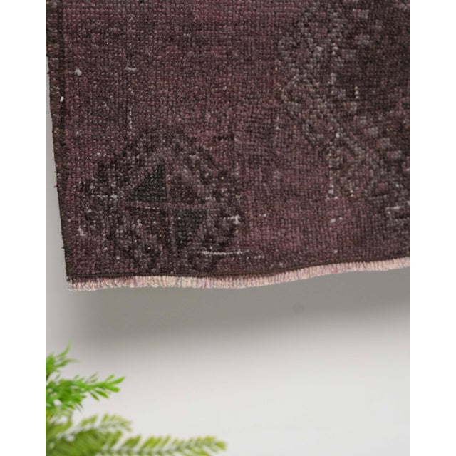 Vintage Purple Turkish Small 3x3 Rug - Handwoven Boho Carpet For Sale - Image 4 of 9