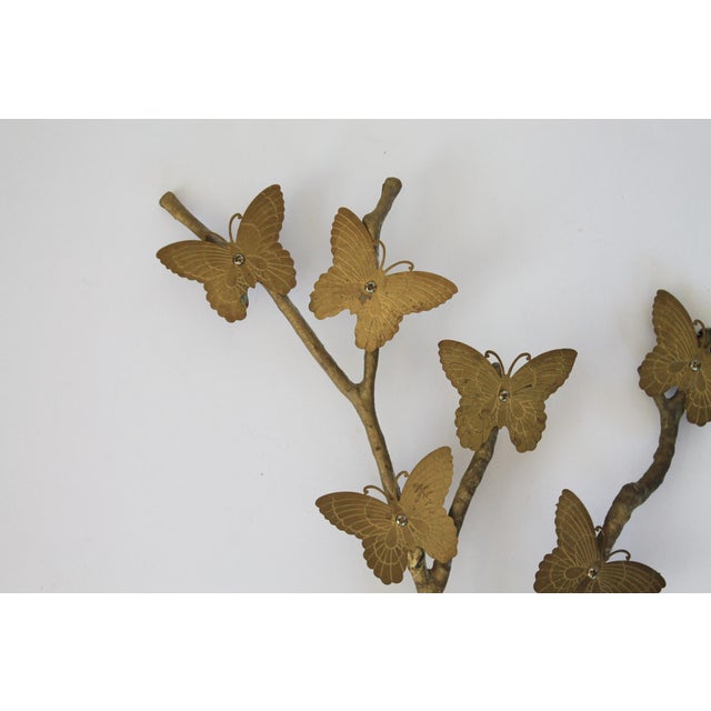 Vintage Brass Butterflies on Branch Wall Hanging For Sale - Image 4 of 8