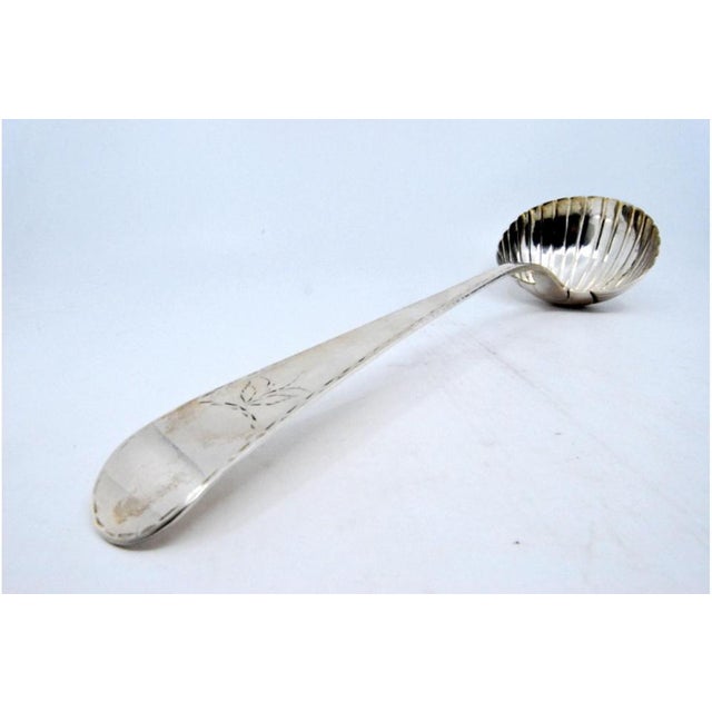 Silver Soup Ladle with Engraving on Handle For Sale - Image 4 of 7