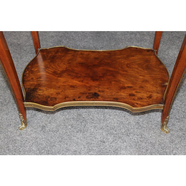 19th C French Louis XV Style Bronze Ormolu Mounted Two Tier End Table For Sale - Image 10 of 14