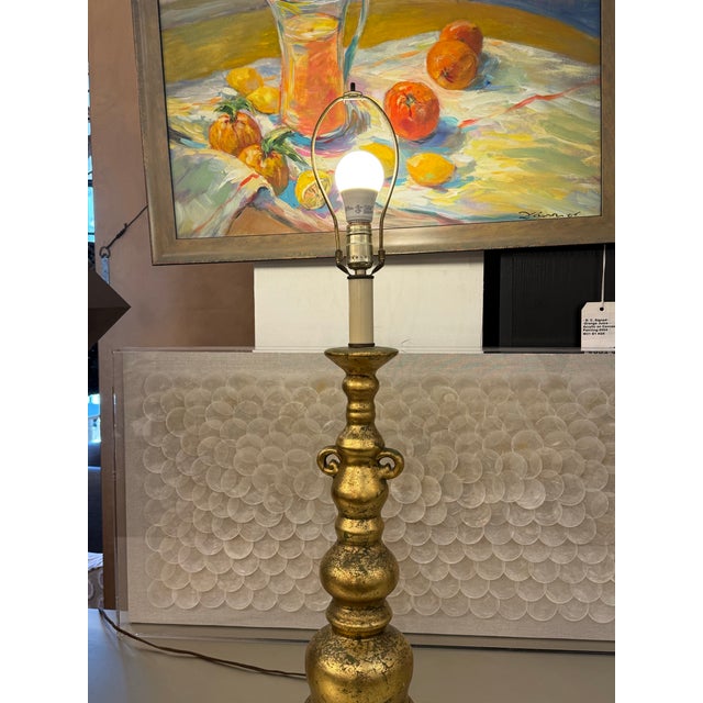 Traditional Gilded Balustrade Table Lamp, Vintage For Sale - Image 3 of 12