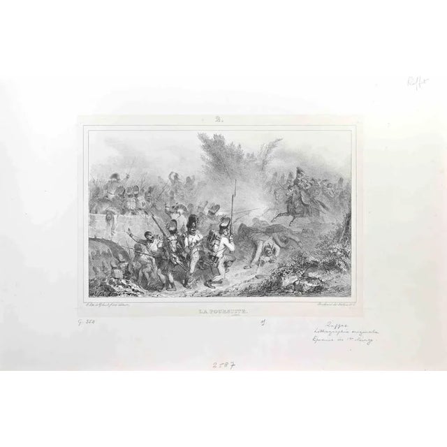 La Poursuite is a Lithograph realized by Auguste Raffet in the 1830s. Signed on the plate. Good condition with foxing....