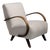20th Century Czech Republic Warm Ivory Boucle Curved-Arm Lounge Chair For Sale