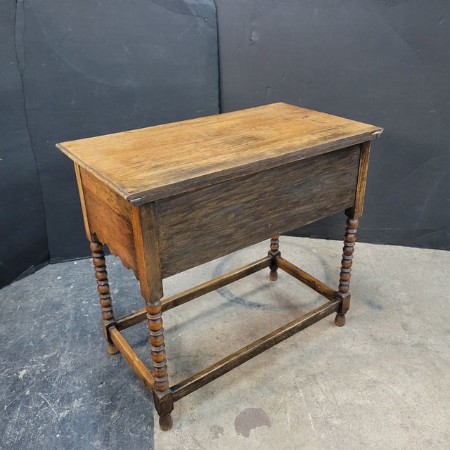 Late 19th Century English Light Oak 2 Drawer Lowboy With Bobbin Turned Legs For Sale - Image 5 of 13