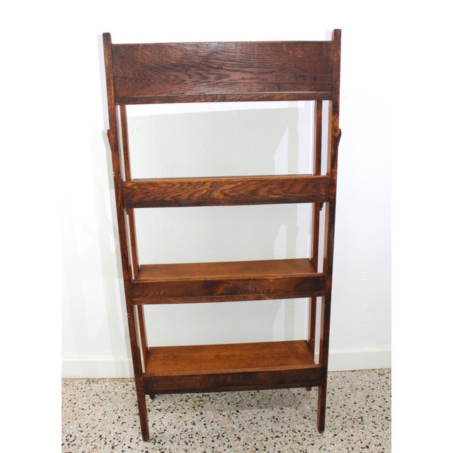 Antique Victorian Folding Bookcase in Incised Oak Chairish