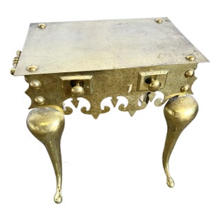 Antique Brass Fire Place Kettle Trivet/Side Table For Sale