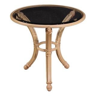 Italian Iron Side Table with Glass Top, 1970 For Sale