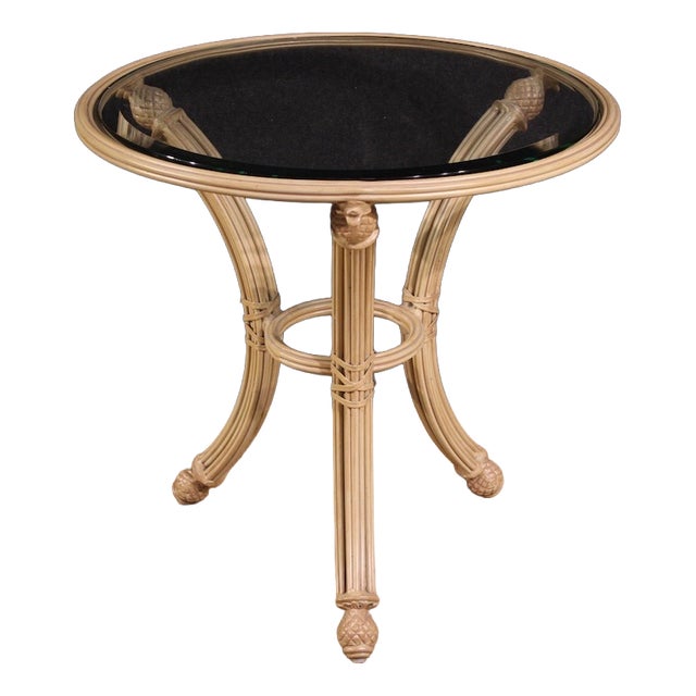 Italian Iron Side Table with Glass Top, 1970 For Sale