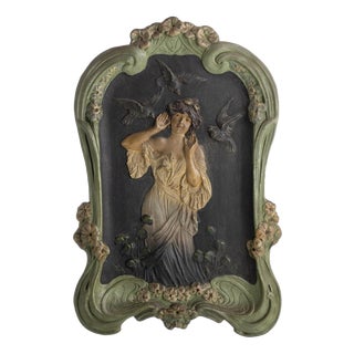 Art Nouveau Porcelain Wall Plaque For Sale
