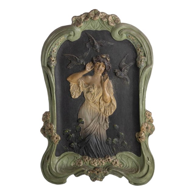 Art Nouveau Porcelain Wall Plaque For Sale
