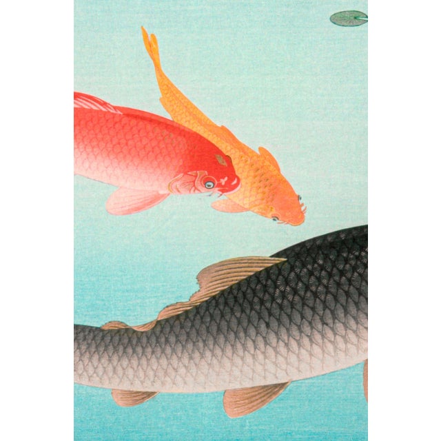 Common and Golden Carp (1935), Ohara Koson, Vintage Art Print Reproduction, 36" × 24" For Sale - Image 4 of 5