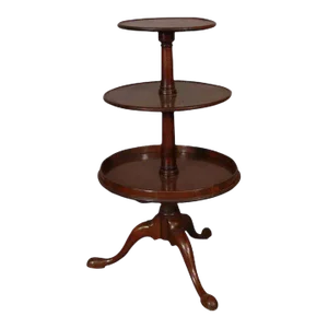Mid 19th Century English Queen Ann 3 Tier Mahogany Dumb Waiter