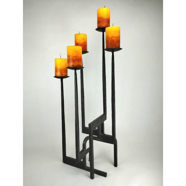 Large Brutalist Wrought Iron Floor Candlestick, 1960s For Sale - Image 6 of 11