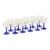 Nice set of 11 Arcoroc wine glasses with a cobalt blue base, made in France in the 1980s, marked ARC France on the bottom....
