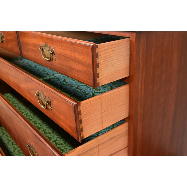 Brown Henkel Harris Georgian Solid Cherry Wood Five-Drawer Dresser or Chest of Drawers, Circa 1960s For Sale - Image 8 of 15