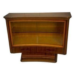 Art Deco Curved Sideboard with Sliding Glass Doors, 1940s For Sale