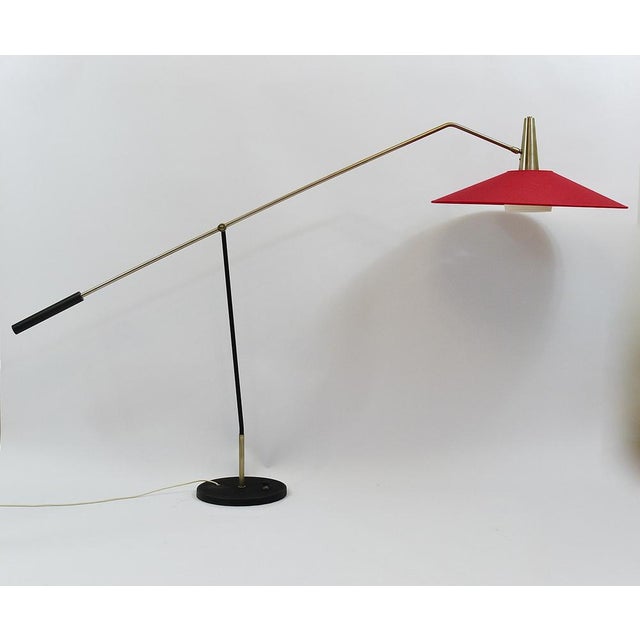 Metal Mid-Century Counterweight Floor Lamp in Nickel & Brass from Rupert Nikoll, 1960s For Sale - Image 7 of 18