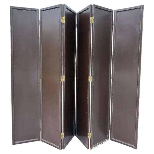 Asian Chinoiserie Coromandel Six-Panel Gilt Bronze Folding Screen For Sale - Image 12 of 14