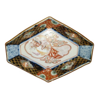 Antique Unique Hexagonal Imari Porcelain Dish 7" Mint! For Sale