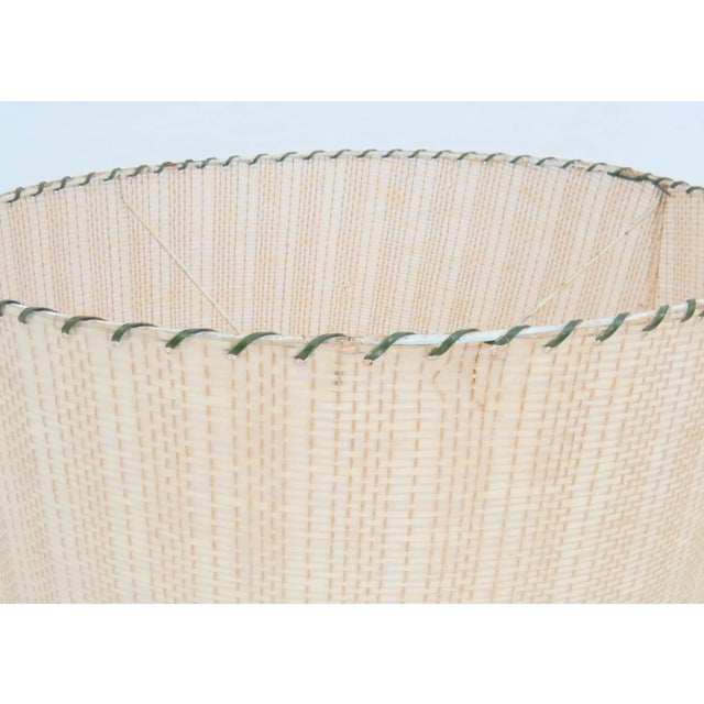 1950s Louis Sognot Style Bamboo Rattan Table Lamp With Stitched Parchment Shade For Sale - Image 11 of 13