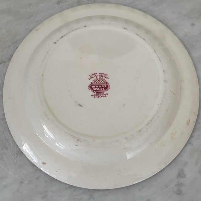 Enoch Wood & Sons Antique English Pink Transferware Plate For Sale - Image 4 of 5