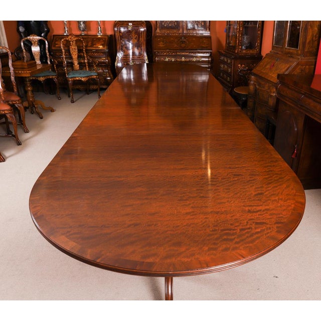 Regency Revival Triple Pillar Dining Table For Sale - Image 9 of 14