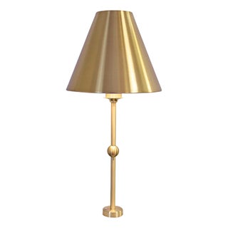 Matthew Izzo Home - Chanler Rechargeable Brass and Faux Alabaster Table Lamp For Sale