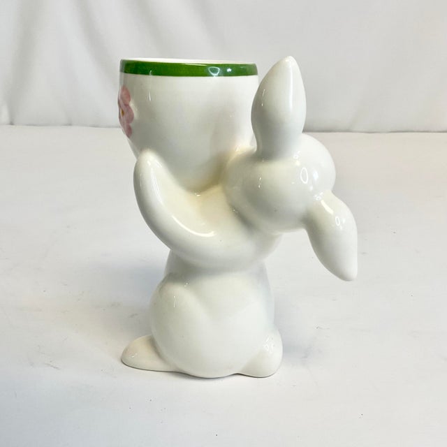Ceramic 1981 Vintage Whimsical Boho Chic Bunny Egg Cup - Easter For Sale - Image 7 of 10