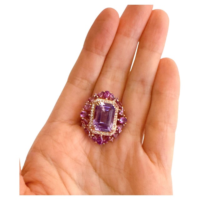 Bochic "Capri" Vintage Amethyst & Topaz Ring Set In 18K Gold & Silver For Sale - Image 15 of 18