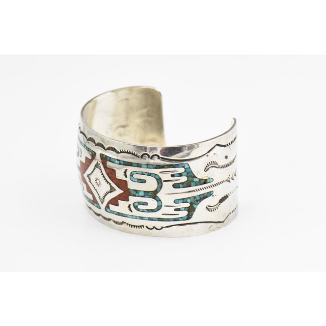 An exceptional vintage Southwestern sterling silver cuff bracelet attributed to Gibson Gene, a Diné (Navajo) silversmith...