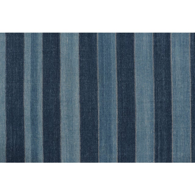 Vintage Dhurrie Rug, Gallery Runner in Navy and Sky Blue Stripes - Rug & Kilim For Sale In New York - Image 6 of 8