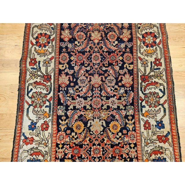 Textile Antique Persian Malayer Area Rug, Handwoven All-Over Herati Patter, Navy & Ivory, 4’ X 7’ For Sale - Image 7 of 12