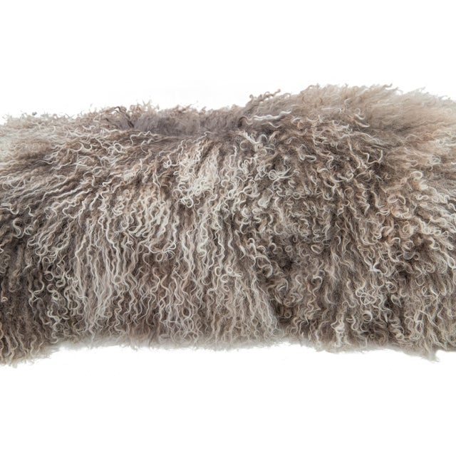 Gray Modern Mongolian Lamb Fur Single Side Pillow For Sale - Image 4 of 5