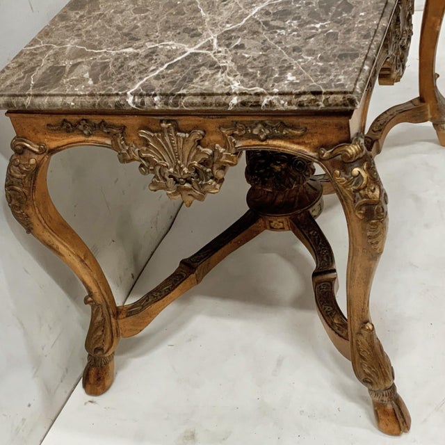 Wood 20th-C. Maitland-Smith French Louis XV Style Marble Top Fruitwood Center / Side Table For Sale - Image 7 of 11