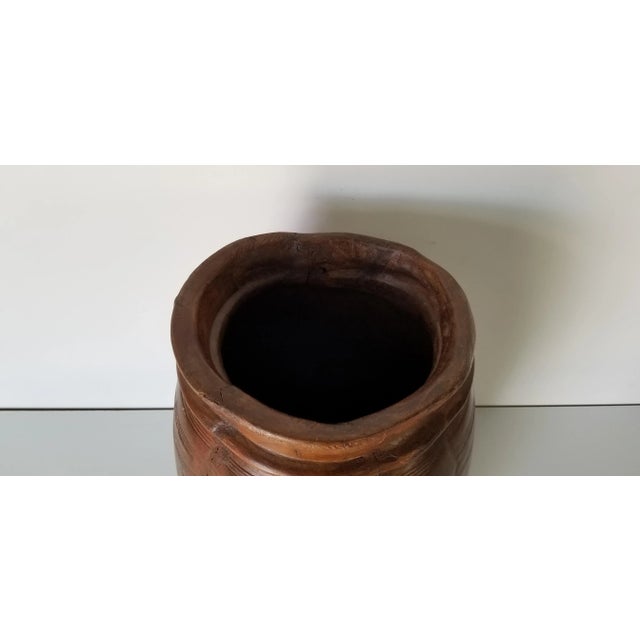 Vintage Primitive Style Hand Carved Wood Decorative Vase For Sale In Miami - Image 6 of 12