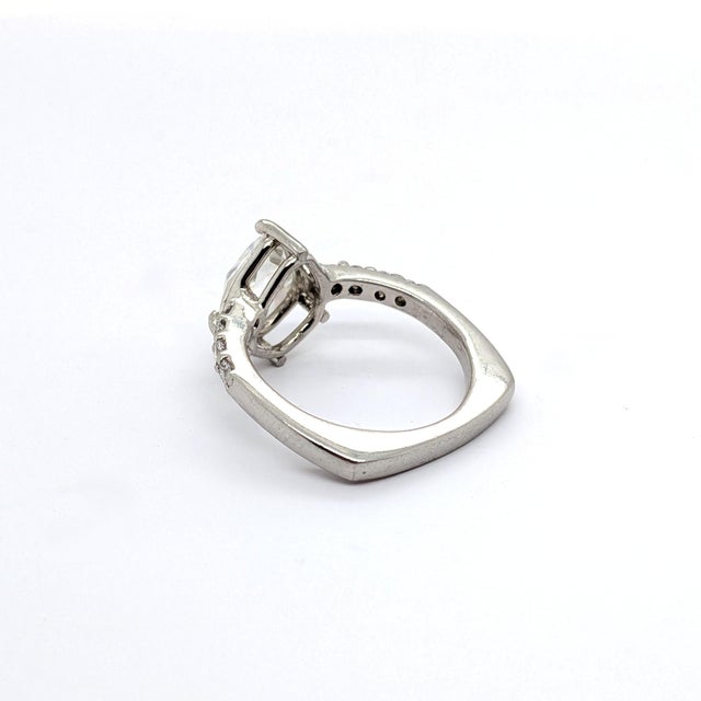 Early 21st Century Platinum Pear Shaped Rose-Cut Diamond Ring With European Shank - Size ~3.5 For Sale - Image 5 of 9