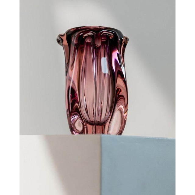 Pink Vintage Murano Glass Vase, 1960s For Sale - Image 8 of 12