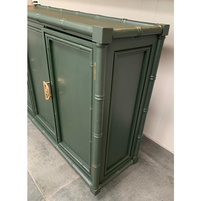 Green Faux Bamboo Sideboard Buffet For Sale - Image 9 of 10