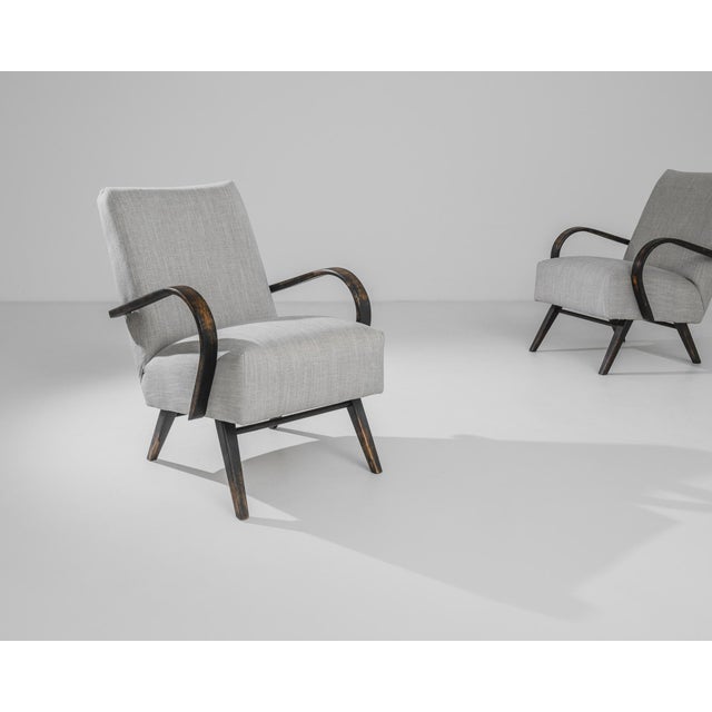 Mid-Century Modern 1950s Czech Wooden Armchairs by J. Halabala, - A Pair For Sale - Image 3 of 6