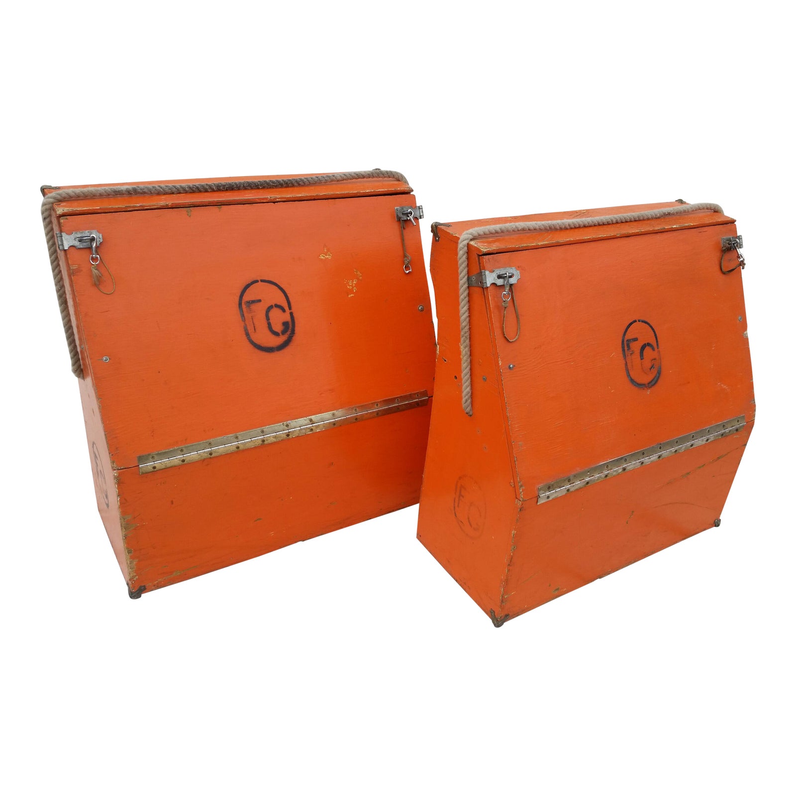 Vintage Western Orange Wood Horse Panniers From a Colorado Ranch a