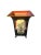 Gorgeous tile waste bin. It's painted black with a fluted shape sitting of gold feet. One side is painted with palm trees...